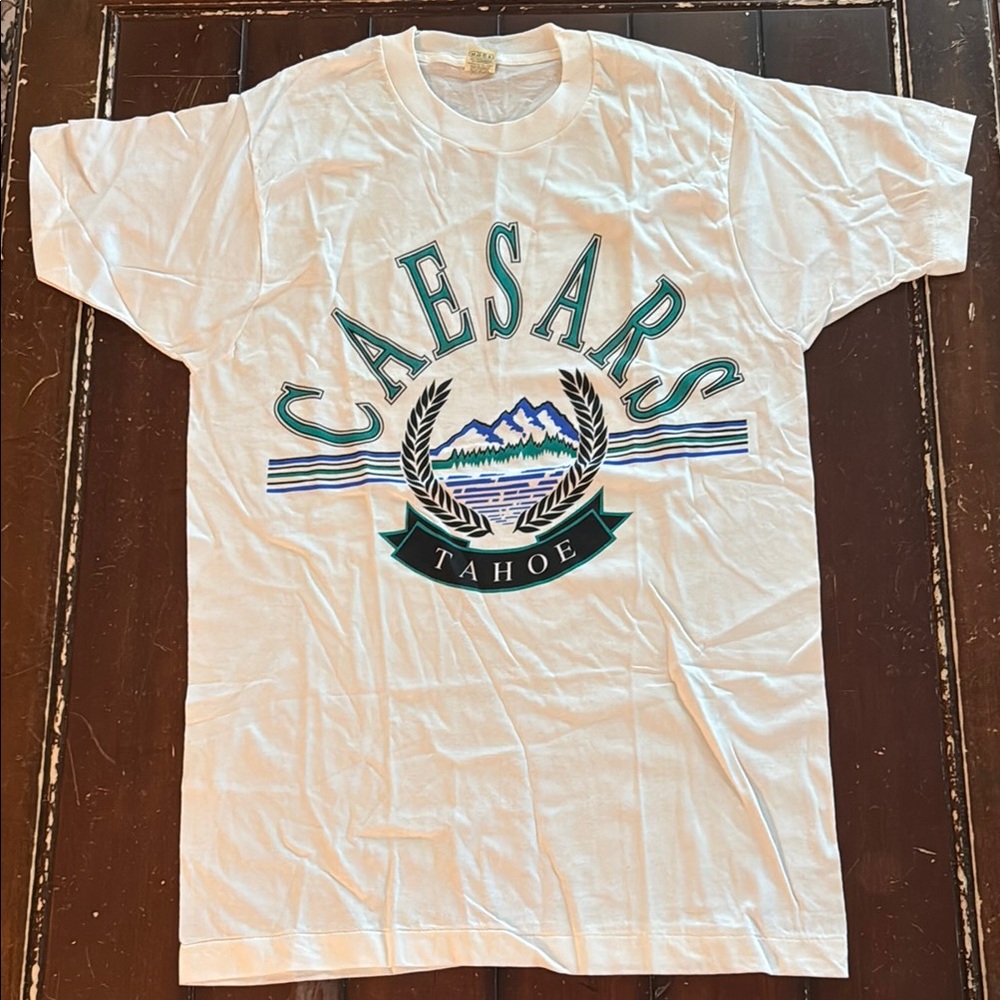Vintage Screen Stars Pure Cotton Caesars Tahoe Single Stitch Tee Size L - Picture 2 of 4